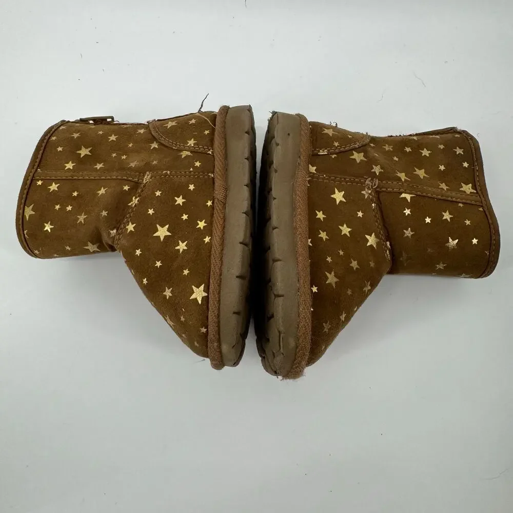 Baby Gap Toddler Boots Brown Gold Star Boots Zip Up Boots Size 6